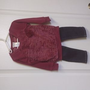 🐱CAT & Jack Denim & Forever Me Fleece Top